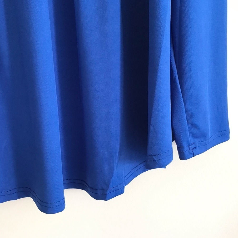 Maggie Tang | Popover Top Womens XL Blue Pong Sleeves Stretch Scoop Neck - Picture 5 of 9